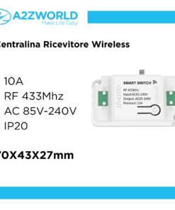 Centralina Ricevitore Wireless Installazione Interruttore Senza Cavi 10A RF 433MHz AC 85V-240V IP20 Bianco 70X43X27mm