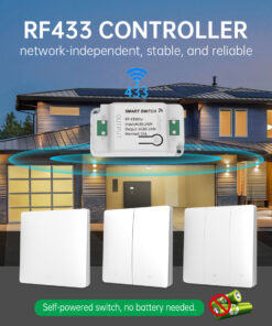 Interruttore RF Wireless Telecomando Senza Batteria 1 Tasto RF 433MHz Generatore Corrente Automatico 1 Tasto Quadrato Per Scatola 502 IP20 Bianco