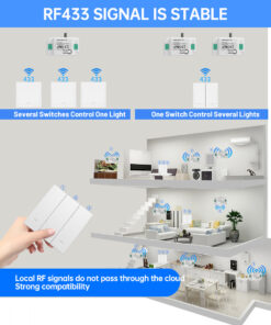 Interruttore RF Wireless Telecomando Senza Batteria 1 Tasto RF 433MHz Generatore Corrente Automatico 1 Tasto Quadrato Per Scatola 502 IP20 Bianco