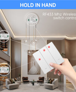 Interruttore RF Wireless Telecomando Senza Batteria 3 Tasti RF 433MHz Generatore Corrente Automatico 3 Tasti Quadrato Per Scatola 502 IP20 Bianco