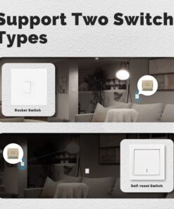 Relè Passo Passo Mini Interruttore Matter WiFi 2.4G, 10A TUYA, Compatibile Apple Home, Google Home, Alexa, SmartThings, 2200W, AC 90-250V 50/60Hz, 40x40x18mm, IP20