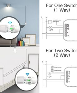 Relè Passo Passo Interruttore WiFi 2.4G + BLE + RF 433MHz, 3 in 1, 10A Bluetooth BLE Mesh, TUYA, Compatibile Smart Life, 2200W, AC 90-250V 50/60Hz, 53x48x18mm IP20 SH104