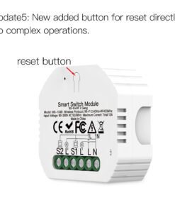 Relè Passo Passo Interruttore WIFI 2.4G+BLE+RF 433MHz, 2 Canali, Bluetooth BLE Mesh TUYA, Smart Life, 10A, AC 90-250V, 50/60HZ, 2200W, 53X48X18mm, IP20, SHB104B