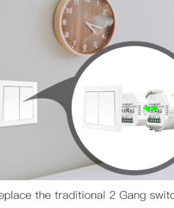 Relè Passo Passo Interruttore WIFI 2.4G+BLE+RF 433MHz, 2 Canali, Bluetooth BLE Mesh TUYA, Smart Life, 10A, AC 90-250V, 50/60HZ, 2200W, 53X48X18mm, IP20, SHB104B