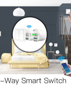 Relè Passo Passo Interruttore WIFI 2.4G+BLE+RF 433MHz, 2 Canali, Bluetooth BLE Mesh TUYA, Smart Life, 10A, AC 90-250V, 50/60HZ, 2200W, 53X48X18mm, IP20, SHB104B
