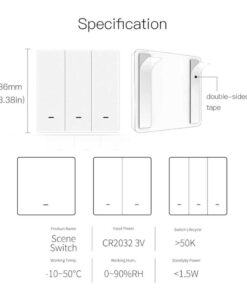 Telecomando Interruttore Protocollo ZigBee 3.0, 2 Tasti, TUYA, Smart Life 3V Con Pile CR2032, Bianco