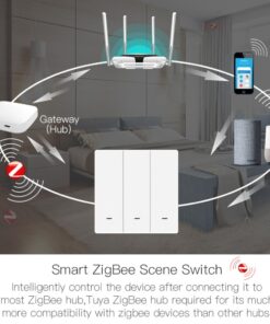 Telecomando Interruttore Protocollo ZigBee 3.0, 2 Tasti, TUYA, Smart Life 3V Con Pile CR2032, Bianco