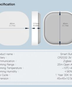 Telecomando Interruttore Magnetico Slim Quadrata , Protocollo ZigBee 3.0, TUYA, Smart Life 3V Con Pile CR2032, Bianco