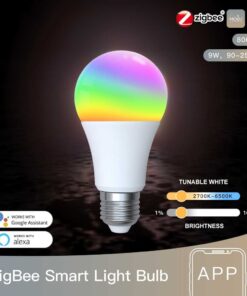 Lampada Led E27, ZigBee 3.0, RGB+CW, TUYA, Smart Life, AC 90-250V, 50/60HZ, 9W, 60X117mm, IP20, SHZ62709