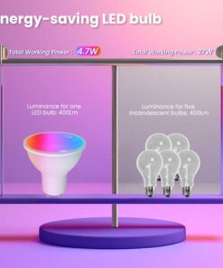 Lampada Led Matter GU10, RGB+CW, Matter WIFI 2.4G, TUYA, Smart Life, Apple Home, Google Home, Alexa, SmartThings, AC 90-250V, 50/60HZ, 5W, 50X55mm, IP20, MU11005