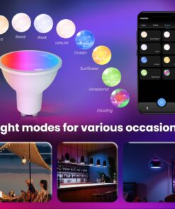 Lampada Led Matter GU10, RGB+CW, Matter WIFI 2.4G, TUYA, Smart Life, Apple Home, Google Home, Alexa, SmartThings, AC 90-250V, 50/60HZ, 5W, 50X55mm, IP20, MU11005