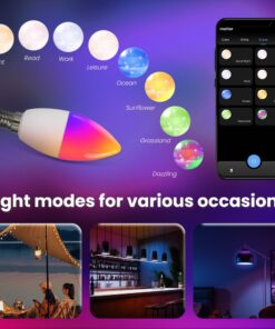 Lampada Led Matter E14, RGB+CW, Matter WIFI 2.4G TUYA, Smart Life, Apple Home, Google Home, Alexa, SmartThings, AC 90-250V, 50/60HZ, 6W, 37X106mm, IP20, MU11406