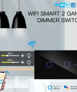 A2ZWORLD Interruttore Led Dimmer Taglio Di Fase, Pannello Touch, Colore Nero, WIFI + Bluetooth, APP TUYA Smart Life, 220V 10A, 120X72X38mm Per Scatola 503, IP20, Disponibile 1,2,3 Tasti (2 Tasti) - immagine 3