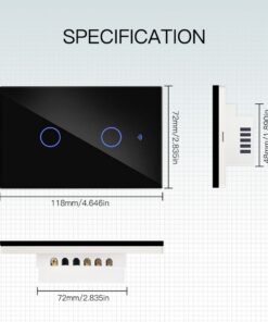 A2ZWORLD Interruttore Led Dimmer Taglio Di Fase, Pannello Touch, Colore Nero, WIFI + Bluetooth, APP TUYA Smart Life, 220V 10A, 120X72X38mm Per Scatola 503, IP20, Disponibile 1,2,3 Tasti (2 Tasti) - immagine 4