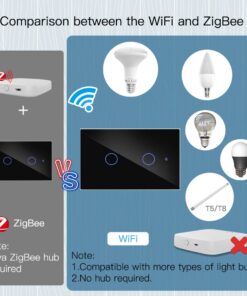A2ZWORLD Interruttore Led Dimmer Taglio Di Fase, Pannello Touch, Colore Nero, WIFI + Bluetooth, APP TUYA Smart Life, 220V 10A, 120X72X38mm Per Scatola 503, IP20, Disponibile 1,2,3 Tasti (2 Tasti) - immagine 6