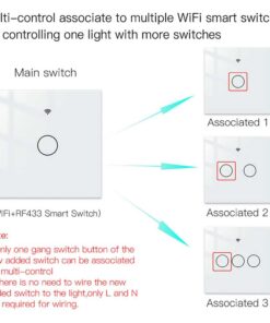 Interruttore Da Parete Touch 1 Tasto, WIFI 2.4G Matter, TUYA, Smart Life,Apple Home, Google Home, Alexa, SmartThings, 10A, AC 90-250V, 50/60HZ, 86X86X30mm, IP20, Bianco