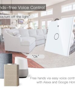 Interruttore Da Parete Touch 1 Tasto, WIFI 2.4G Matter, TUYA, Smart Life,Apple Home, Google Home, Alexa, SmartThings, 10A, AC 90-250V, 50/60HZ, 86X86X30mm, IP20, Bianco