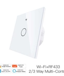Interruttore Da Parete Touch 1 Tasto, WIFI 2.4G Matter, TUYA, Smart Life,Apple Home, Google Home, Alexa, SmartThings, 10A, AC 90-250V, 50/60HZ, 86X86X30mm, IP20, Bianco