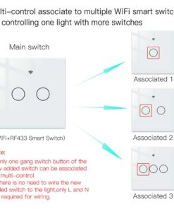Interruttore Da Parete Touch 2 Tasti, WIFI 2.4G Matter, TUYA, Smart Life,Apple Home, Google Home, Alexa, SmartThings, 10A, AC 90-250V, 50/60HZ, 86X86X30mm, IP20, Bianco
