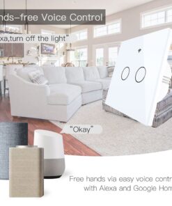 Interruttore Da Parete Touch 2 Tasti, WIFI 2.4G Matter, TUYA, Smart Life,Apple Home, Google Home, Alexa, SmartThings, 10A, AC 90-250V, 50/60HZ, 86X86X30mm, IP20, Bianco