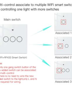Interruttore Da Parete Touch 3 Tasti, WIFI 2.4G Matter, TUYA, Smart Life, Apple Home, Google Home, Alexa, SmartThings, 10A, AC 90-250V, 50/60HZ, 86X86X30mm, IP20, Bianco