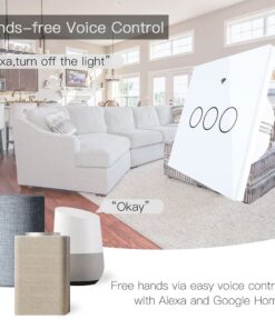 Interruttore Da Parete Touch 3 Tasti, WIFI 2.4G Matter, TUYA, Smart Life, Apple Home, Google Home, Alexa, SmartThings, 10A, AC 90-250V, 50/60HZ, 86X86X30mm, IP20, Bianco