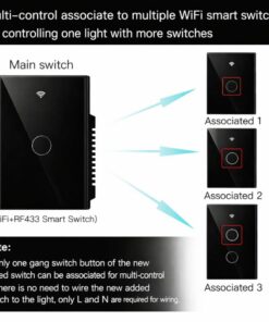 Interruttore Da Incasso Scatola 503, Touch Nero, WIFI 2.4G Matter, TUYA, Smart Life,Apple Home, Google Home, Alexa, SmartThings, 10A, AC 90-250V, 50/60HZ, 120X72X38mm, IP20,Disponibili 1,2,3 Tasti (1 Tasto)