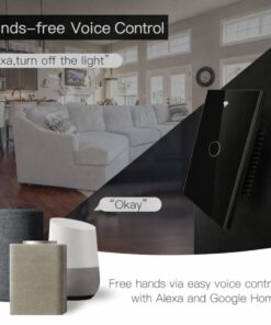 Interruttore Da Incasso Scatola 503, Touch Nero, WIFI 2.4G Matter, TUYA, Smart Life,Apple Home, Google Home, Alexa, SmartThings, 10A, AC 90-250V, 50/60HZ, 120X72X38mm, IP20,Disponibili 1,2,3 Tasti (1 Tasto)