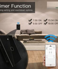 Interruttore Da Incasso Scatola 503, Touch Nero, WIFI 2.4G Matter, TUYA, Smart Life,Apple Home, Google Home, Alexa, SmartThings, 10A, AC 90-250V, 50/60HZ, 120X72X38mm, IP20,Disponibili 1,2,3 Tasti (1 Tasto)