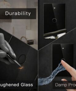 Interruttore Da Incasso Scatola 503, Touch Nero, WIFI 2.4G Matter, TUYA, Smart Life,Apple Home, Google Home, Alexa, SmartThings, 10A, AC 90-250V, 50/60HZ, 120X72X38mm, IP20,Disponibili 1,2,3 Tasti (1 Tasto)