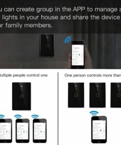 Interruttore Da Incasso Scatola 503, Touch Nero, WIFI 2.4G Matter, TUYA, Smart Life,Apple Home, Google Home, Alexa, SmartThings, 10A, AC 90-250V, 50/60HZ, 120X72X38mm, IP20,Disponibili 1,2,3 Tasti (1 Tasto)