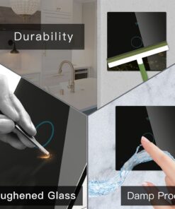 Interruttore Da Parete Touch 1 Tasto, WIFI 2.4G+BLE+RF 433MHz , Bluetooth BLE Mesh TUYA, Smart Life, 10A, AC 90-250V, 50/60HZ, 86X86X30mm Per Scatola 502, IP20, Nero, SH9441B