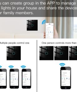 Interruttore Da Parete Touch 1 Tasto, WIFI 2.4G+BLE+RF 433MHz , Bluetooth BLE Mesh TUYA, Smart Life, 10A, AC 90-250V, 50/60HZ, 86X86X30mm Per Scatola 502, IP20, Nero, SH9441B