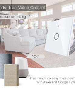 Interruttore Da Parete Touch 1 Tasto, WIFI+BLE+RF, WIFI 2.4G, RF 433MHz, Bluetooth BLE Mesh TUYA, Smart Life, 10A, AC 90-250V, 50/60HZ, 86X86X30mm Per Scatola 502, IP20, Bianco, SH9441W