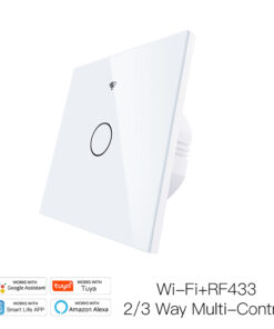 Interruttore Da Parete Touch 1 Tasto, WIFI+BLE+RF, WIFI 2.4G, RF 433MHz, Bluetooth BLE Mesh TUYA, Smart Life, 10A, AC 90-250V, 50/60HZ, 86X86X30mm Per Scatola 502, IP20, Bianco, SH9441W