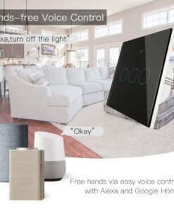 Interruttore Da Parete Touch 3 Tasti, WIFI 2.4G+BLE+RF 433MHz, Bluetooth BLE Mesh TUYA, Smart Life, 10A, AC 90-250V, 50/60HZ, 86X86X30mm Per Scatola 502, IP20, Nero, SH9443B