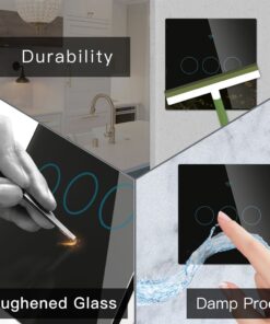 Interruttore Da Parete Touch 3 Tasti, WIFI 2.4G+BLE+RF 433MHz, Bluetooth BLE Mesh TUYA, Smart Life, 10A, AC 90-250V, 50/60HZ, 86X86X30mm Per Scatola 502, IP20, Nero, SH9443B