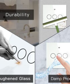 Interruttore Da Parete Touch 3 Tasti, WIFI 2.4G+BLE+RF 433MHz, Bluetooth BLE Mesh TUYA, Smart Life, 10A, AC 90-250V, 50/60HZ, 86X86X30mm Per Scatola 502, IP20, Bianco, SH9443W