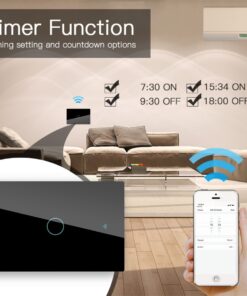 Interruttore Da Parete Touch 1 Tasto, WIFI 2.4G+BLE+RF 433MHz, Bluetooth BLE Mesh TUYA, Smart Life, 10A, AC 90-250V, 50/60HZ, 120X72X38mm Per Scatola 503, IP20, Nero, SH9551B