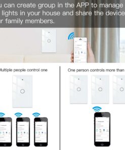 Interruttore Da Parete Touch 1 Tasto, WIFI 2.4G+BLE+RF 433MHz, Bluetooth BLE Mesh TUYA, Smart Life 10A, AC 90-250V, 50/60HZ, 120X72X38mm Per Scatola 503, IP20, Bianco, SH9551W