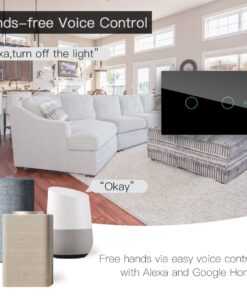 Interruttore Da Parete Touch 2 Tasti, WIFI 2.4G+BLE+RF 433MHz, Bluetooth BLE Mesh, TUYA, Smart Life, 10A, AC 90-250V, 50/60HZ, 120X72X38mm Per Scatola 503, IP20, Nero, SH9552B