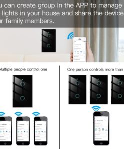 Interruttore Da Parete Touch 2 Tasti, WIFI 2.4G+BLE+RF 433MHz, Bluetooth BLE Mesh, TUYA, Smart Life, 10A, AC 90-250V, 50/60HZ, 120X72X38mm Per Scatola 503, IP20, Nero, SH9552B