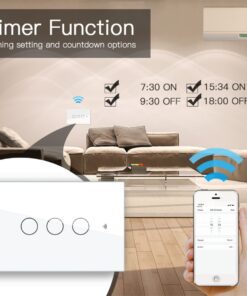 Interruttore Da Parete Touch 3 Tasti, WIFI 2.4G+BLE+RF 433MHz, Bluetooth BLE Mesh, TUYA, Smart Life, 10A, AC 90-250V, 50/60HZ, 120X72X38mm Per Scatola 503, IP20, Bianco, SH9553W