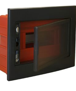 Centralino da incasso 12 moduli con portello fumé e telaio estraibile, nero, 330x255x80 mm, ideale per installazioni elettriche moderne e professionali