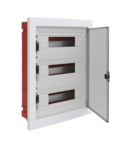 Centralino da incasso 54 moduli con portello fumé e telaio estraibile, bianco, 460x685x80 mm, ideale per installazioni elettriche domestiche e professionali