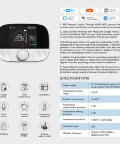 Termostato WIFI + RF Protocollo WIFI 2.4G + RF 433MHZ TUYA, Smart Life Riscaldamento Caldaia a Gas,Riscaldamento Pavimento Con Acqua 5A 95-240V 50/60Hz IP20