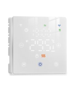 Termostato WIFI Con Batteria Bianco, Per Caldaia a Gas Boiler, APP TUYA Smart Life, Quadrata Montaggio da Esterno Oppure Incasso Scatola 502