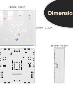 Alternative view of Termostato WIFI Con Batteria Bianco, Per Caldaia a Gas Boiler, APP TUYA Smart Life, Quadrata Montaggio da Esterno Oppure Incasso Scatola 502
