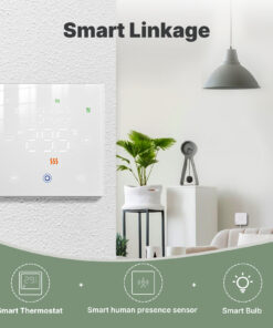 Termostato WIFI Con Batteria Bianco, Per Caldaia a Gas Boiler, APP TUYA Smart Life, Quadrata Montaggio da Esterno Oppure Incasso Scatola 502
