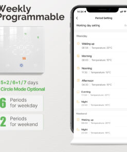 Termostato WIFI Con Batteria Nero, Per Caldaia a Gas Boiler, APP TUYA Smart Life, Quadrata Montaggio da Esterno Oppure Incasso Scatola 502